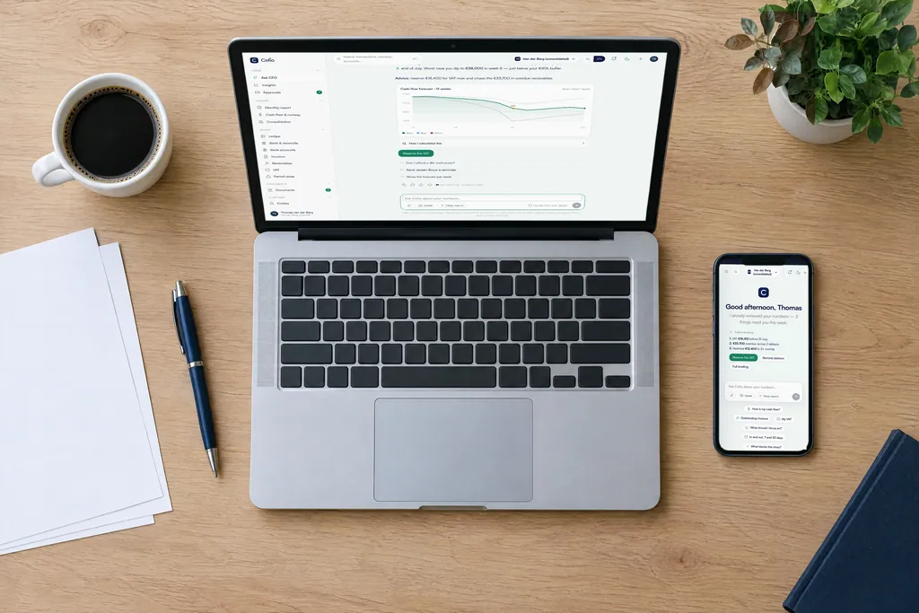 Cefio on a laptop and phone